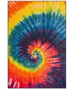 Tie Dye Swirl Rainbow 8 ft. x 10 ft. Contemporary Area Rug by Mohawk Home