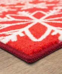 Snowflake Red 2 ft. x 3 ft. 4 in. Machine Washable Area Rug by Mohawk Home -Mohawk Home Sales red mohawk home area rugs 735241 1d 1000