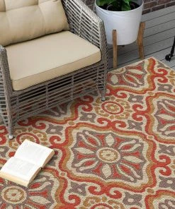 Sorrento Rust 10 ft. x 13 ft. Geometric Indoor/Outdoor Area Rug by Mohawk Home -Mohawk Home Sales rust mohawk home outdoor rugs 790837 40 1000