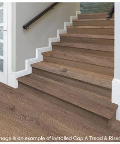 Seed Lake Hickory Vinyl Overlay Stair Tread and Reversible Riser Kit 47 in. L x 12-1/8 in. W x 1-11/16 in. T by Cap A Tread -Mohawk Home Sales seed lake hickory cap a tread vinyl stair treads 01c072019 31 1000