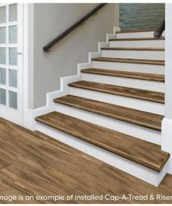 Sundance Canyon Hickory Stair Tread and Reversible Riser Kit 47 in. L x 12-1/8 in. W x 2-3/16 in. T by Cap A Tread -Mohawk Home Sales sundance canyon hickory cap a tread vinyl stair treads 01ca77391 4f 1000