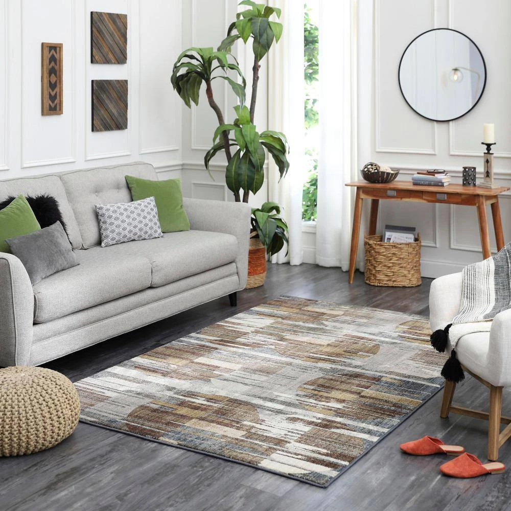 Pyramid Lake Taupe 8 ft. x 11 ft. Abstract Area Rug by Mohawk Home 4 Pyramid Lake Taupe 8 ft. x 11 ft. Abstract Area Rug by Mohawk Home - Image 2