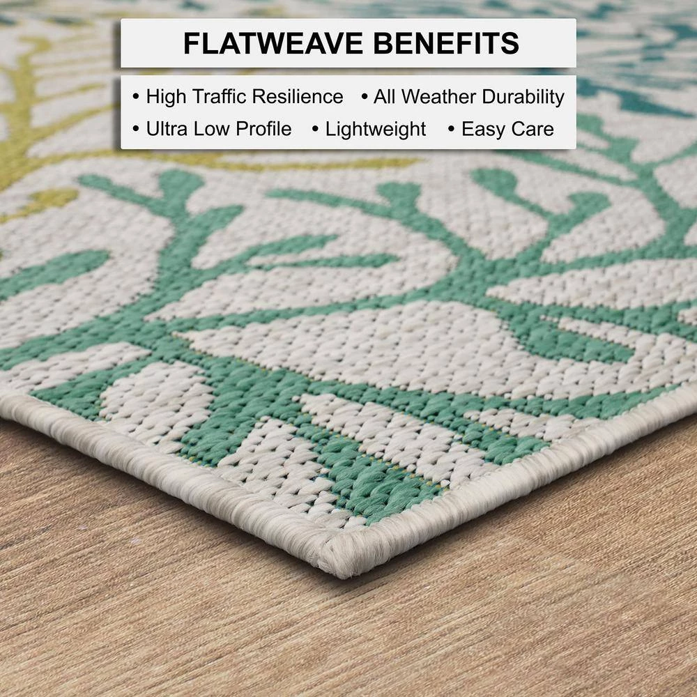 Lagoon Teal 10 ft. x 13 ft. Indoor/Outdoor Area Rug by Mohawk Home 7 Lagoon Teal 10 ft. x 13 ft. Indoor/Outdoor Area Rug by Mohawk Home - Image 5