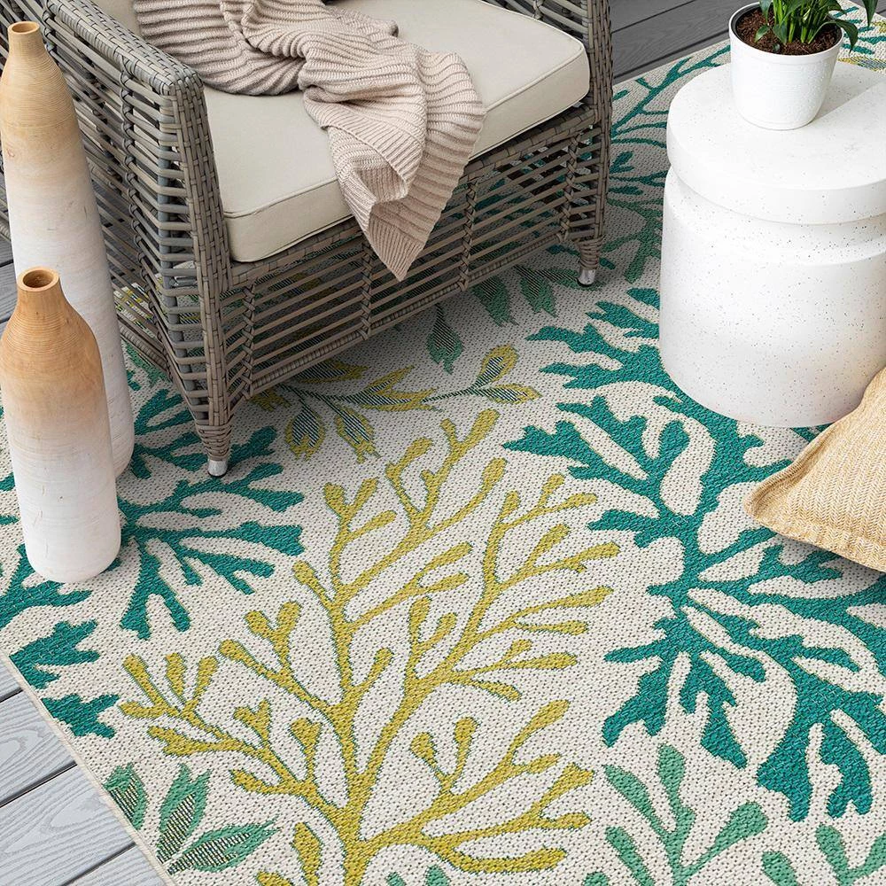 Lagoon Teal 10 ft. x 13 ft. Indoor/Outdoor Area Rug by Mohawk Home 16 Lagoon Teal 10 ft. x 13 ft. Indoor/Outdoor Area Rug by Mohawk Home - Image 14