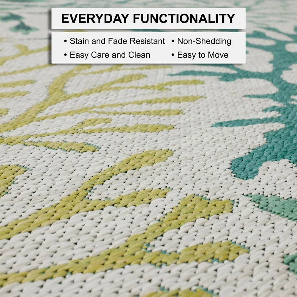 Lagoon Teal 10 ft. x 13 ft. Indoor/Outdoor Area Rug by Mohawk Home 8 Lagoon Teal 10 ft. x 13 ft. Indoor/Outdoor Area Rug by Mohawk Home - Image 6