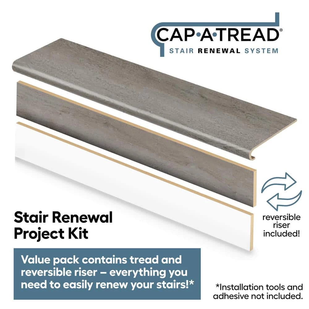 Turn Gris 1-11/16 in. T x 12-1/8 in. W x 47 in. L for Stairs 1 in. T Stair Tread and Reversible Riser Kit by Cap A Tread 5 Turn Gris 1-11/16 in. T x 12-1/8 in. W x 47 in. L for Stairs 1 in. T Stair Tread and Reversible Riser Kit by Cap A Tread - Image 3