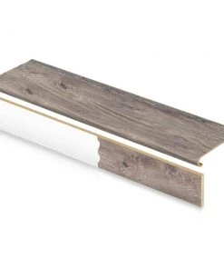 Waveford Gray Oak Stair Tread & Reversible Riser Kit 47 in. L x 12-1/8 in. W x 1-11/16 in. T to Cover Stairs 1 in. by Cap A Tread