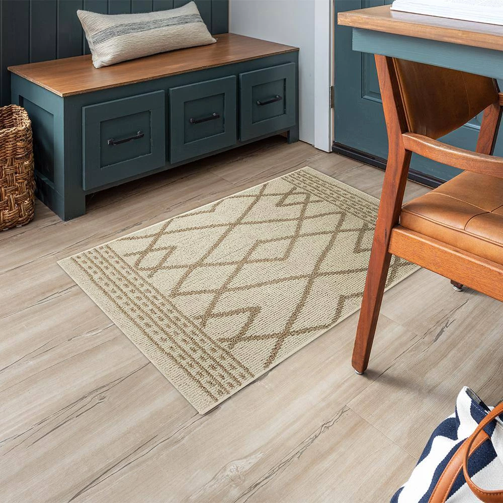 Cassius Wheat/Cream 2 ft. 6 in. x 3 ft. 9 in. Geometric Machine Washable Area Rug by Mohawk Home 4 Cassius Wheat/Cream 2 ft. 6 in. x 3 ft. 9 in. Geometric Machine Washable Area Rug by Mohawk Home - Image 2