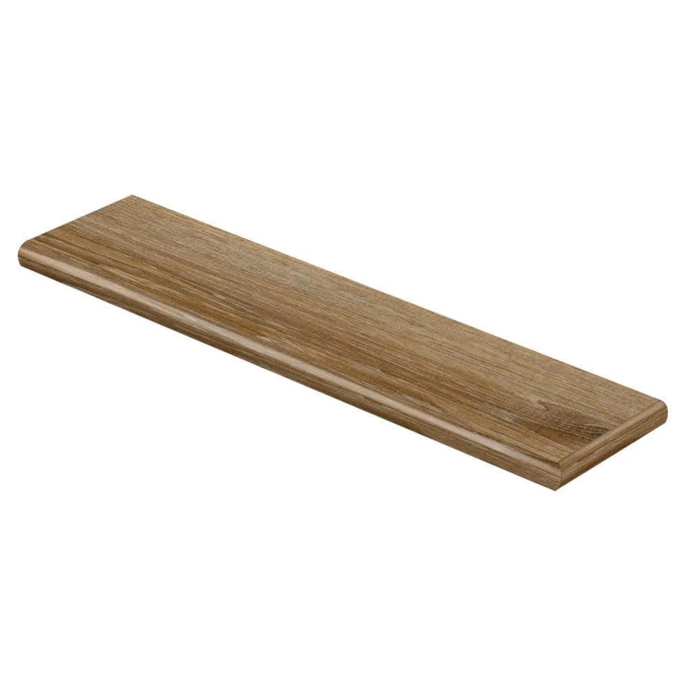 Woodacres Oak/Deerbrook Trail 47 in. L x 12-1/8 in. W x 1-11/16 in. T Vinyl Overlay Right Return for Stairs 1 in. T by Cap A Tread 3 Woodacres Oak/Deerbrook Trail 47 in. L x 12-1/8 in. W x 1-11/16 in. T Vinyl Overlay Right Return for Stairs 1 in. T by Cap A Tread